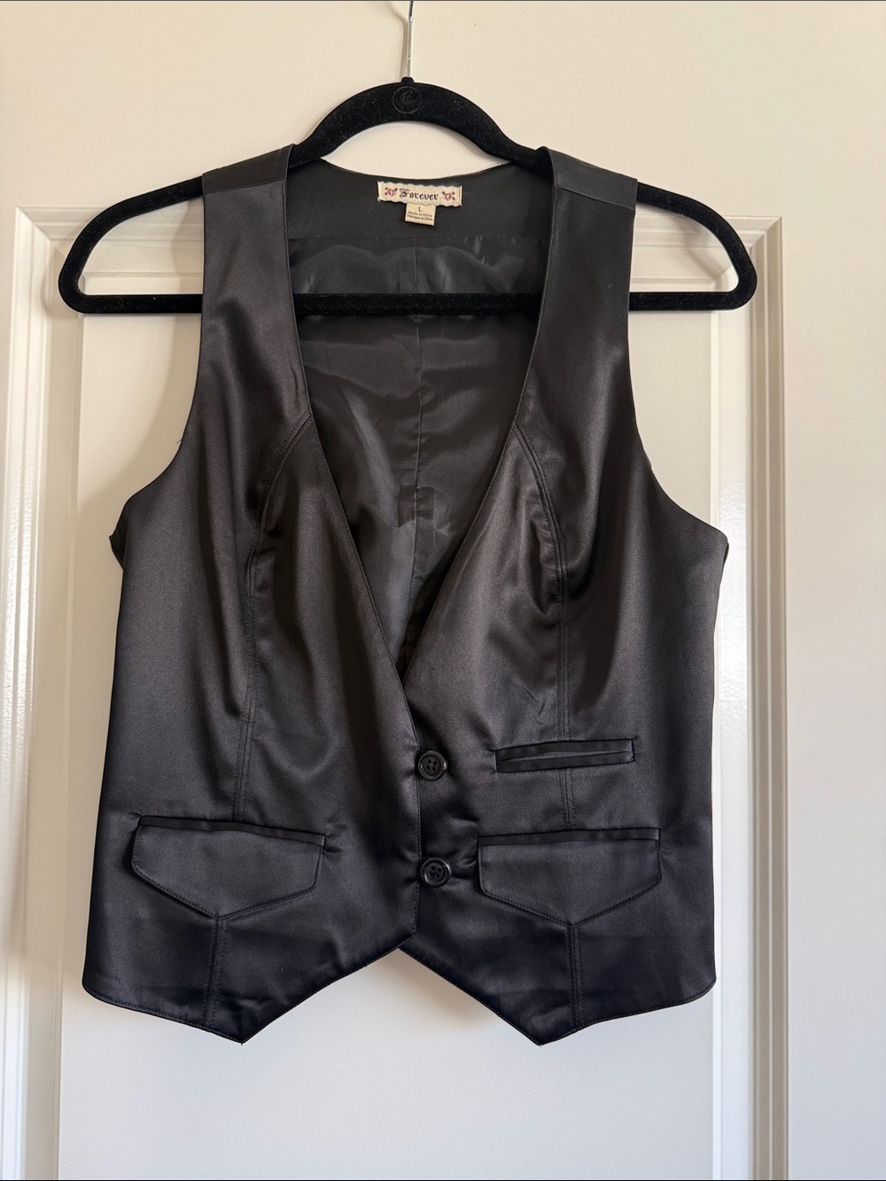 Forever 21 Black Satin Vest